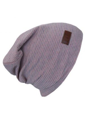 LP TUQUE DE COTON. ULTRA STYLÉE (BOSTON) ligné gris et rose pâle