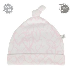 *PERLIMPINPIN Bonnet à noeud bambou - IVOIRE COEUR ROSE