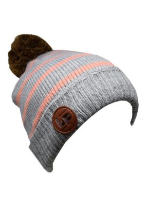SOLDE L&P Tuque à pompon en tricot (aspen) GRIS ET ROSE