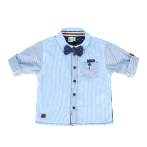NANO BÉBÉ GARÇON. RAYURES À L'HORIZON CHEMISE BLEU PÂLE