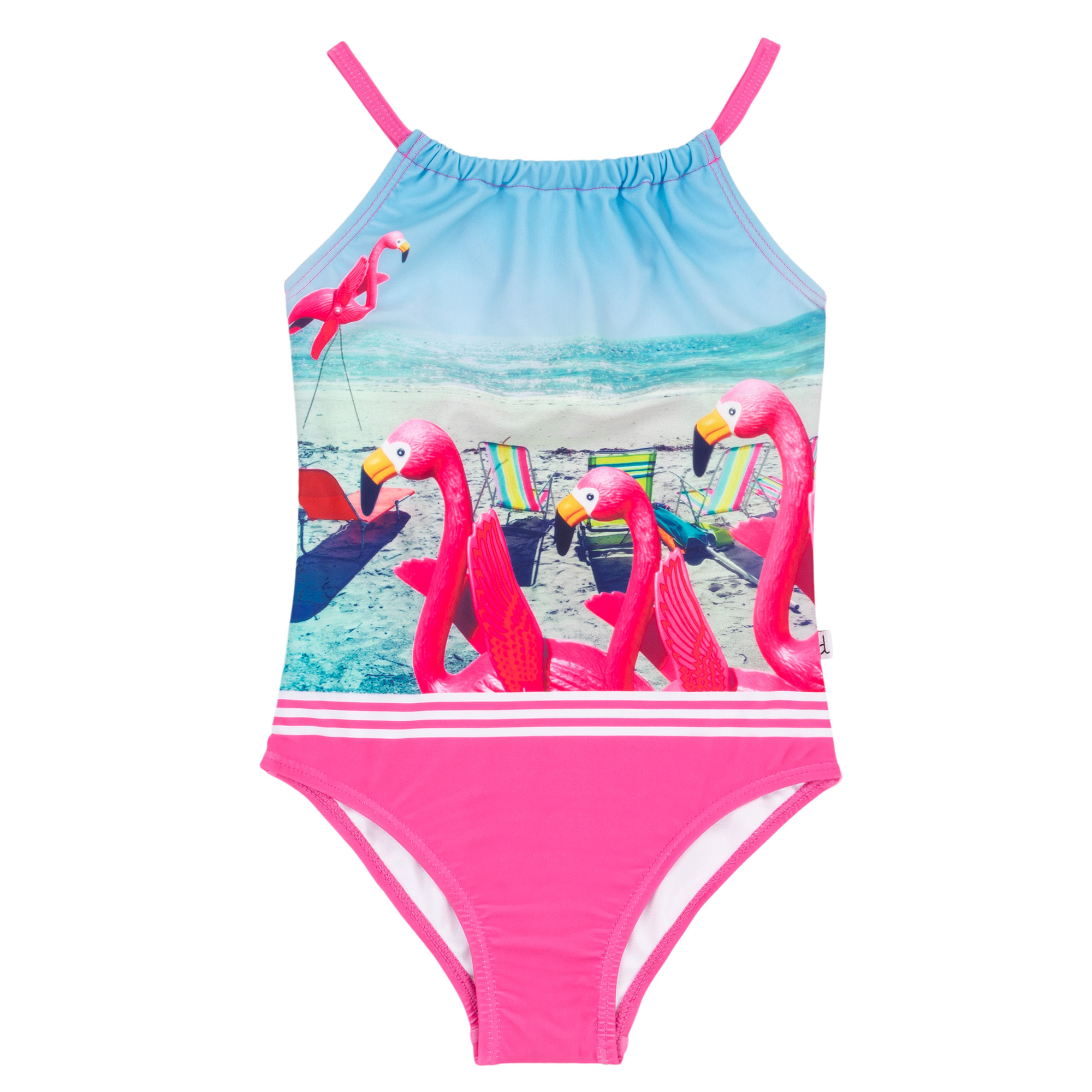 DEUX PAR DEUX THE SWIM SHOP MAILLOT ET ROBE DE PLAGE IMPRIMÉ DE FLAMANTS ROSE AVEC VOLANTS AUX MANCHES, FILLE – Image 7