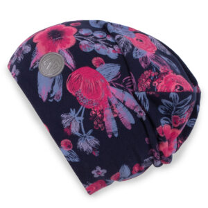 NANO PRINTEMPS TUQUE. EN JJERSEY FLEURIT MARINE