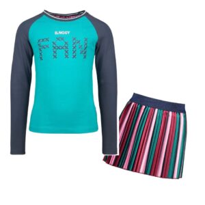 B.NOSY FILLE T-shirt raglan et jupe fan turquoise