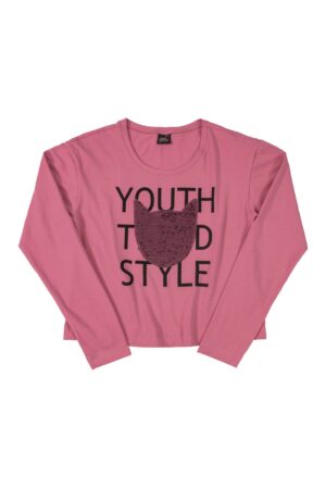 GLOSS GRANDE FILLE. Chandail chat rose à paillette