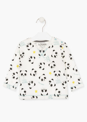 LOSAN BÉBÉ GARÇON HELLO PANDA CHANDAIL BLANC IMPRIMÉ PANDA