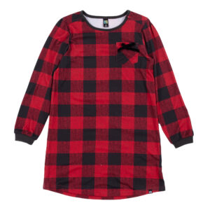 NANO NOEL PYJAMA FILLE. ROBE DE NUIT careautée rouge.