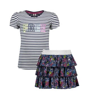 B.NOSY FILLE. T-SHIRT LIGNÉ ET JUPE IMPRIMÉE