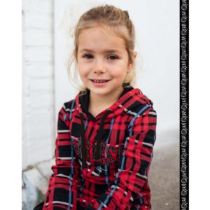 QUAPI AUTOMNE FILLE. ROBE ROUGE A CARREAUX