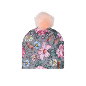 DEUX PAR DEUX PRINTEMPS TUQUE FLEURIT POMPON ROSE