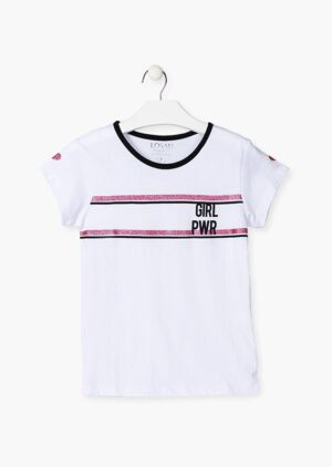 LOSAN GRANDE FILLE GIRL PWR T-SHIRT BLANC