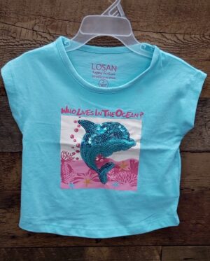 LOSAN PETITE FILLE OCÉAN T-SHIRT BLEU DAUPHIN