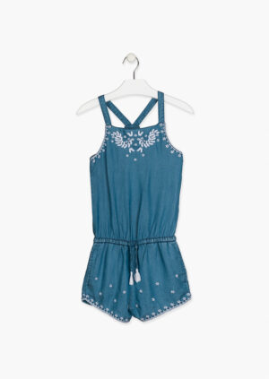 LOSAN GRANDE FILLE JUMPER EN JEANS MOU AVEC BRODERIE