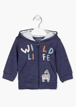 LOSAN BÉBÉ GARÇON KOALA ET ANIMAUX DE LA JUNGLE VESTE A CAPUCHON MARINE