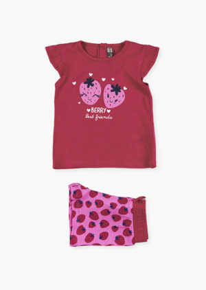 LOSAN PRINTEMPS/ÉTÉ 2022 BÉBÉ FILLE FRAISE ENSEMBLE 2 PIÈCES
