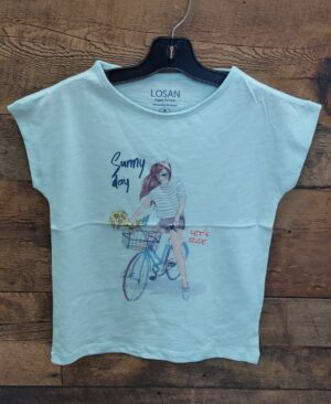 LOSAN PRINTEMPS/ÉTÉ FILLE. GRANDE FILLE T-SHIRT FILLE À VÉLO BLEU PÂLE