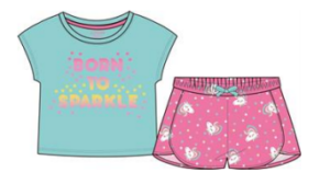 LOSAN PETITE FILLE LICORNE ENSEMBLE SHORT TURQUOISE ET ROSE