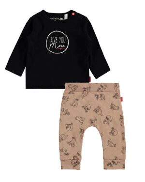 BAMPIDANO BÉBÉ CHANDAIL NOIR ET PANTALON BRUN PARRESSEUX