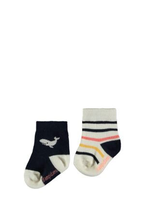 BAMPIDANO BÉBÉ BAS NOIR/RAYÉ PAQUET DE 2