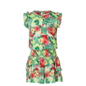 QUAPI PRINTEMPS TROPICAL ROBE A VOLANT FLUITÉE