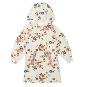 DEUX PAR DEUX FILLE. FLEURS TUNIQUE CAPUCHON FLEURIT