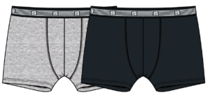 NANO SOUS-VÊTEMENTS BOXER, PAQUET DE 2, GRIS ET NOIR