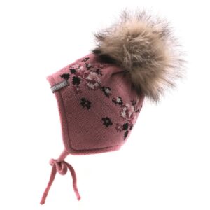 NANO HIVER TUQUE À POMPON BÉBÉ ROSE FLEURIT