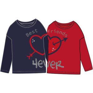 TUCTUC FILLE. BEST FRIEND 2 CHANDAILS ROUGE ET MARINE