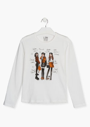 LOSAN AUTOMNE GRANDE FILLE CHANDAIL FILLETTE BLANC (EN STOCK)