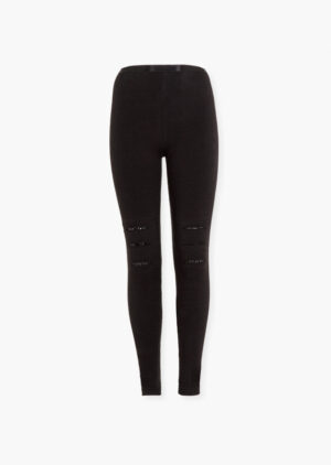LOSAN AUTOMNE GRANDE FILLE LEGGING NOIR AVEC TROU ET PAILETTE