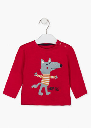 LOSAN BÉBÉ GARÇON. CHANDAIL MANCHE LONGUE RENARD ROUGE