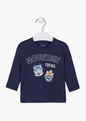 LOSAN BÉBÉ GARÇON. CHANDAIL MANCHE LONGUE OURSON MARINE