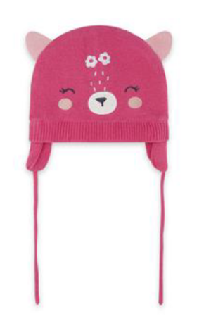 TUCTUC BÉBÉ FILLE. RENARD TUQUE EN TRICOT ROSE