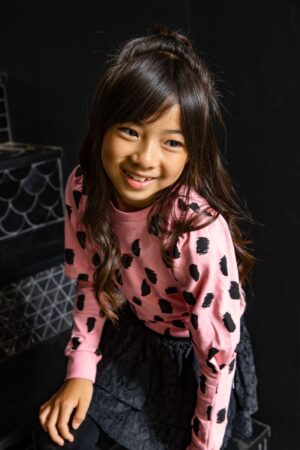 B-NOSY FILLE. CHANDAIL ROSE MANCHE BOUFFANTE