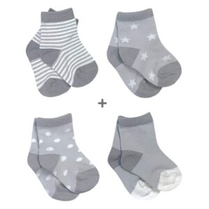 *PERLIMPINPIN CHAUSSETTE POUR BÉBÉ GRIS PÂLE (4 PAIRES)