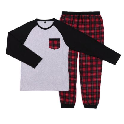 NANO NOEL PYJAMA ADULTE GRIS, NOIR PANTALON CAREAUTÉ ROUGE