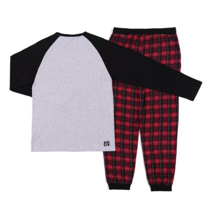 NANO NOEL PYJAMA ADULTE GRIS, NOIR PANTALON CAREAUTÉ ROUGE – Image 2