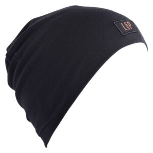 LP TUQUE BOSTON EN COTON (V20 NOIR) logo caramel
