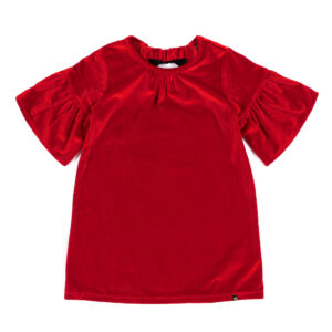 NANO NOEL FILLE. TUNIQUE ROUGE EN VELOUR