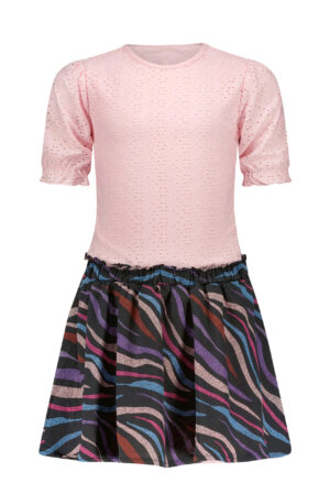 B-NOSY FILLE. FOREVER ROBE ROSE ET JUPE ZÉBRÉ