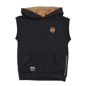 NANO GARÇON. VOYAGE RÉTRO CHANDAIL SANS MANCHE À CAPUCHON CHARCOAL