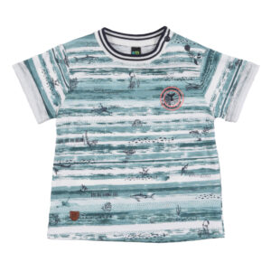 NANO BÉBÉ GARÇON PRINTEMPS PLONGE T-SHIRT IVOIRE ET BLEU PÂLE