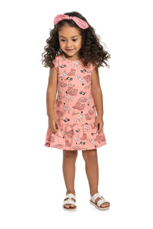 QUIMBY PRINTEMPS/ÉTÉ 22 FILLE DALMATIEN ROBE IMPRIMÉE ROSE