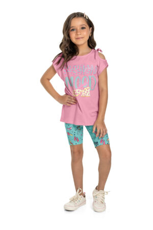 QUIMBY PRINTEMPS/ÉTÉ FILLE SOULIER ENSEMBLE 2 PIÈCES (T-SHIRT/BERMUDA)