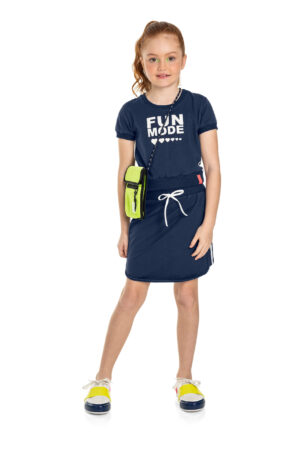 GLOSS PRINTEMPS/ÉTÉ 22 FILLETTE ENSEMBLE 2 PIÈCES T-SHIRT/JUPE (MARINE)