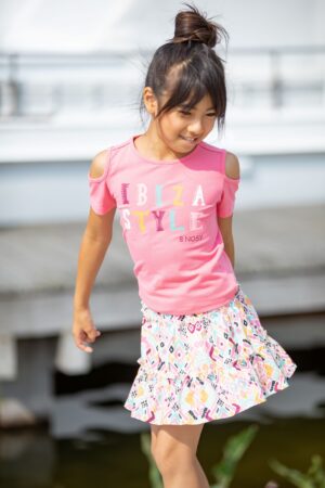 B-NOSY PRINTEMPS/ÉTÉ FILLE HIPPIE ENSEMBLE T-SHIRT CORAIL ET JUPE