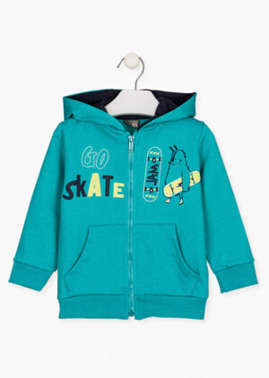 LOSAN PRINTEMPS GARÇON. BASIC VESTE À CAPUCHON TURQUOISE