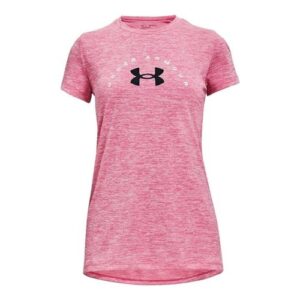 UNDER ARMOUR FILLE T-SHIRT rose logo noir