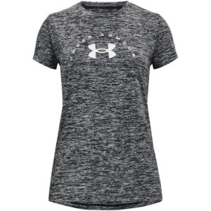 UNDER ARMOUR FILLE T-SHIRT noir/charcoal logo blanc