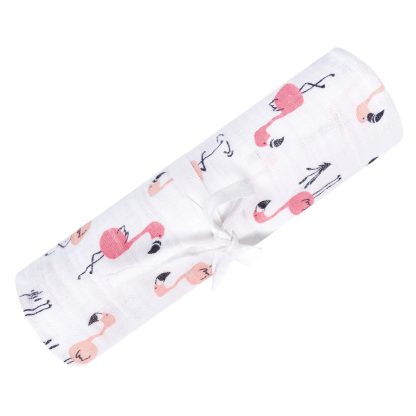 PERLIMPINPIN Couverture mousseline coton FLAMANT ROSE