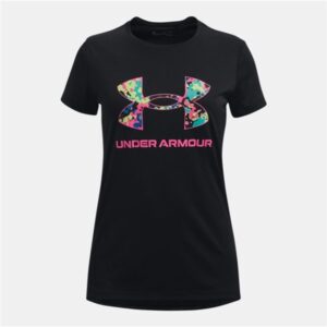 UNDER ARMOUR FILLE T-SHIRT noir logo coloré